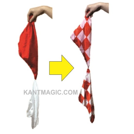 CHECKERS COLOR CHANGING SILKS - (Red-White)